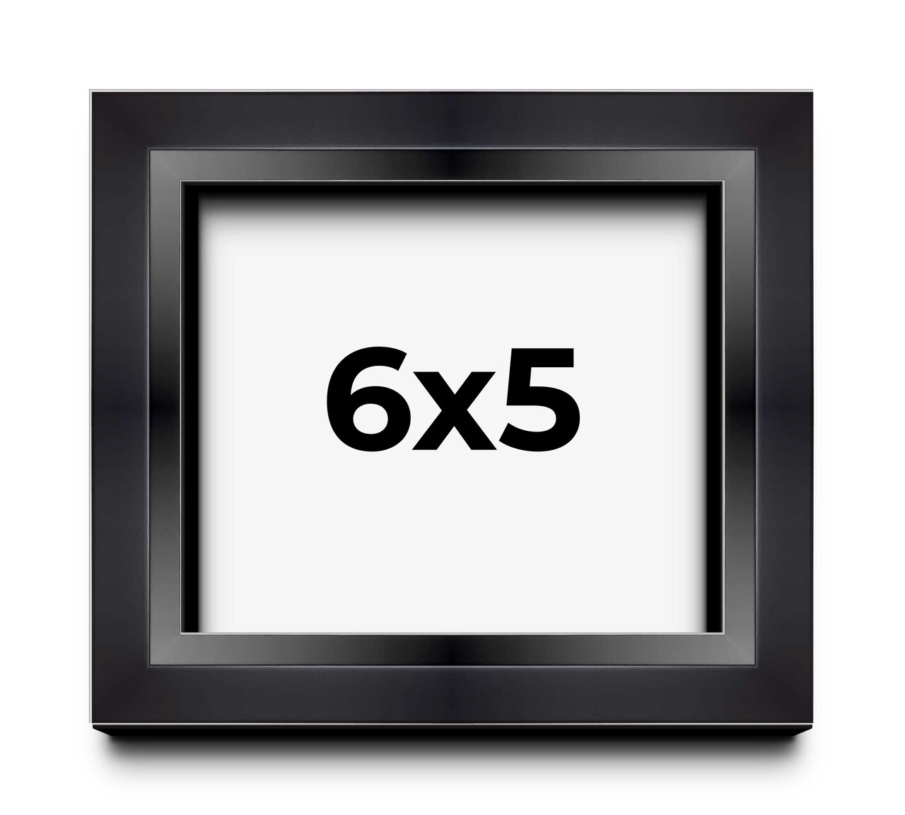 6x5 Modern Shadow Box 1.5" Depth Black Picture Frame - UV Acrylic, Backing, Hanging Hardware